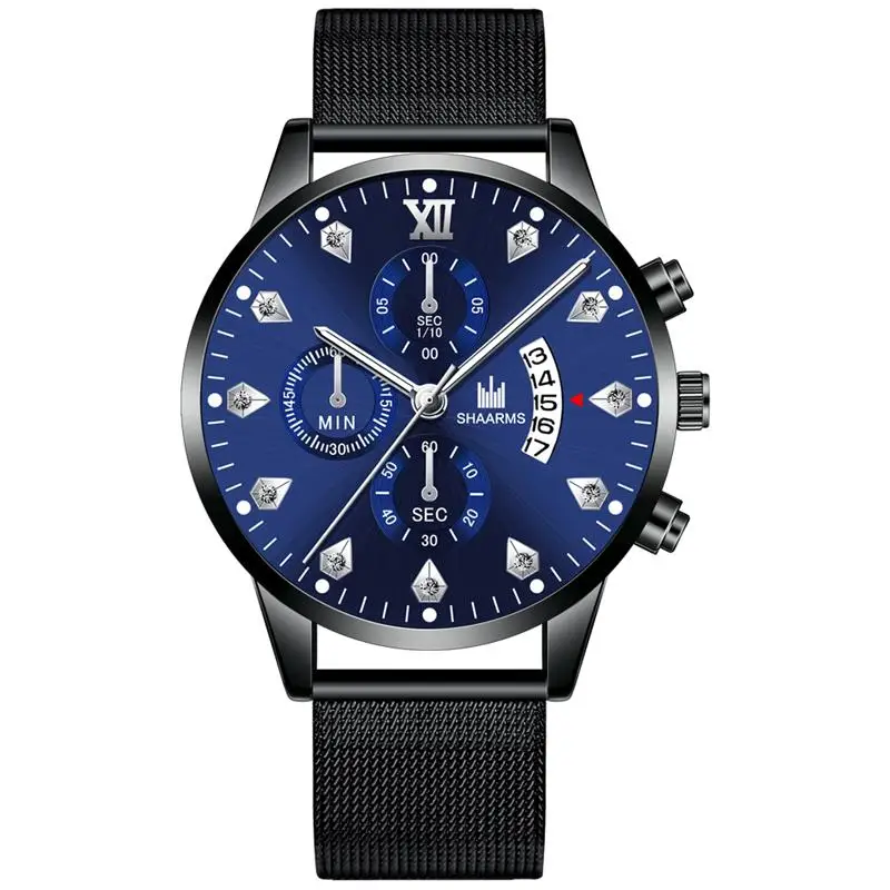 

2019 Male Diamond Business Watch Stainless Steel Analog Quartz Date Wristwatch Luxury Men Fashion Watches Reloj Hombre