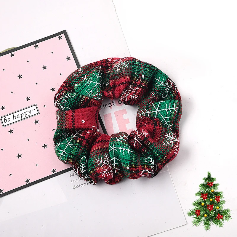 Рождественские резинки для волос с принтом снега, рождественские эластичные резинки для волос для женщин, резинки для волос, аксессуары для волос, держатели для конского хвоста - Цвет: Темно-фиолетовый