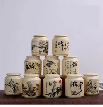 

Modern Style Large Size Round Painted Porcelain Tea Caddy Black Tea Tea Gift Packaging Tea Box Ceramic Tea Pot Sealed Jar White