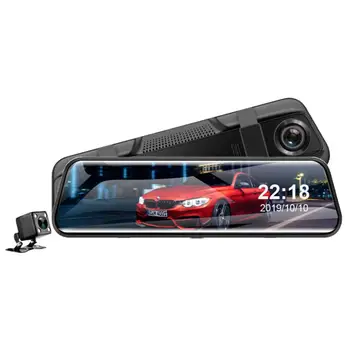 

10 Inch Car DVR Dash Cam Touch Screen Video Recorder 1080P FHD Wide-Angle Rearview Mirror Camera Driving Recorder Motion Detect