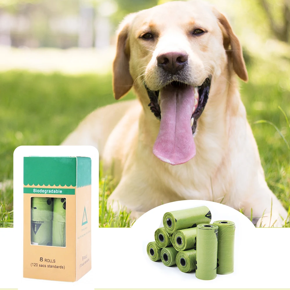

8 Rolls Compostable Dog Poop Bags Cornstarch Earth Friendly Biodegradable Cat Waste Bags Garbage Bag Dog Walking Supplies Bags
