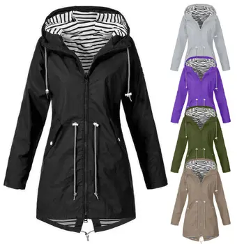 

S-5XL Big Size Women Hooded Jackets 2019 Autumn Winter Solid Black Purple Hoodies Jacket Women Windbreaker Coats Ladies Outwear