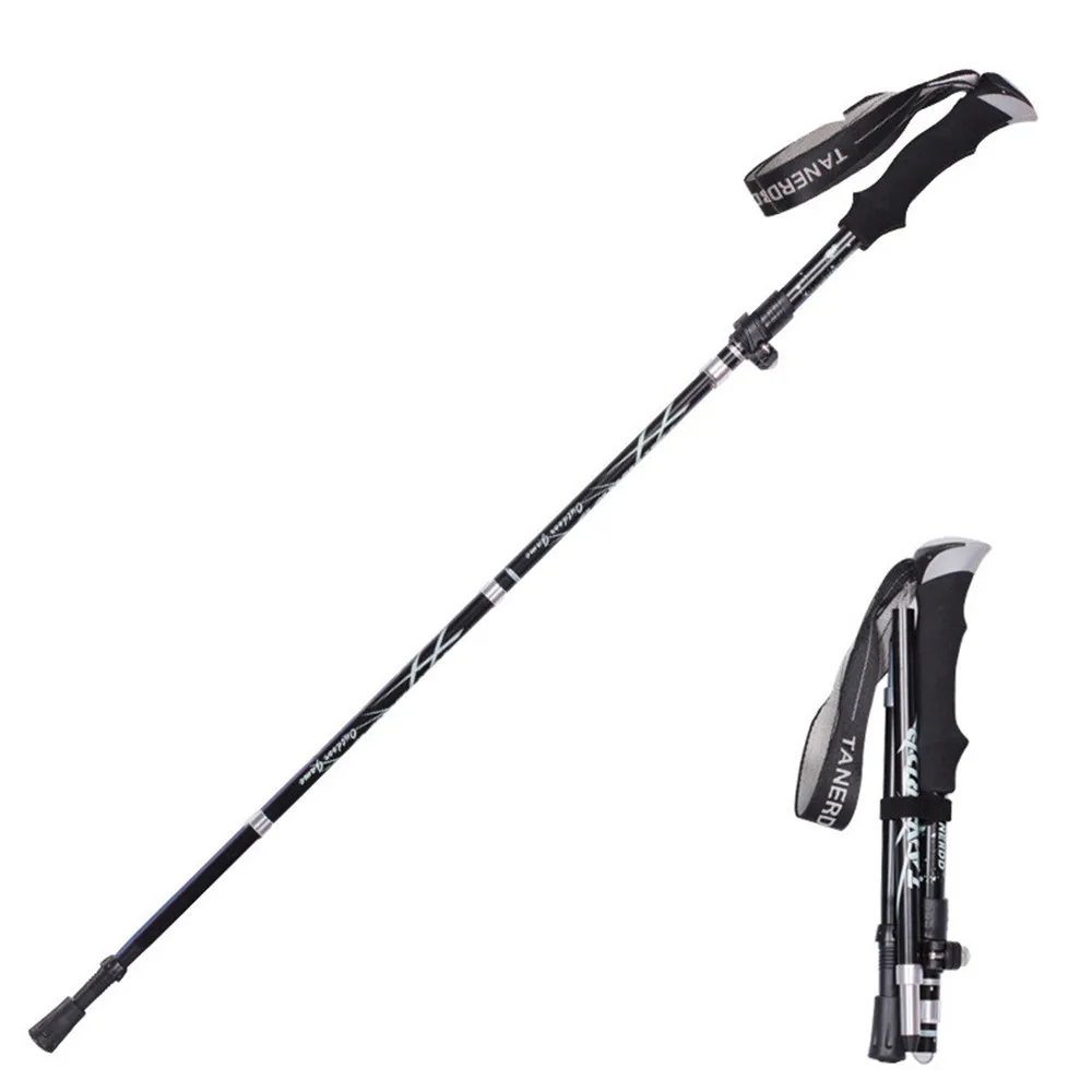 

4-Section Anti Shock Nordic Walking Sticks Telescopic Trekking Hiking Poles Ultralight Walking Canes With Rubber Tips Protectors