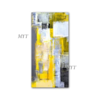 

Free Shipping Hot Sale Artwork Abstract Oil Painting on Canvas Wall Pictures for Living Room Decor Yellow Colorfull Paintings