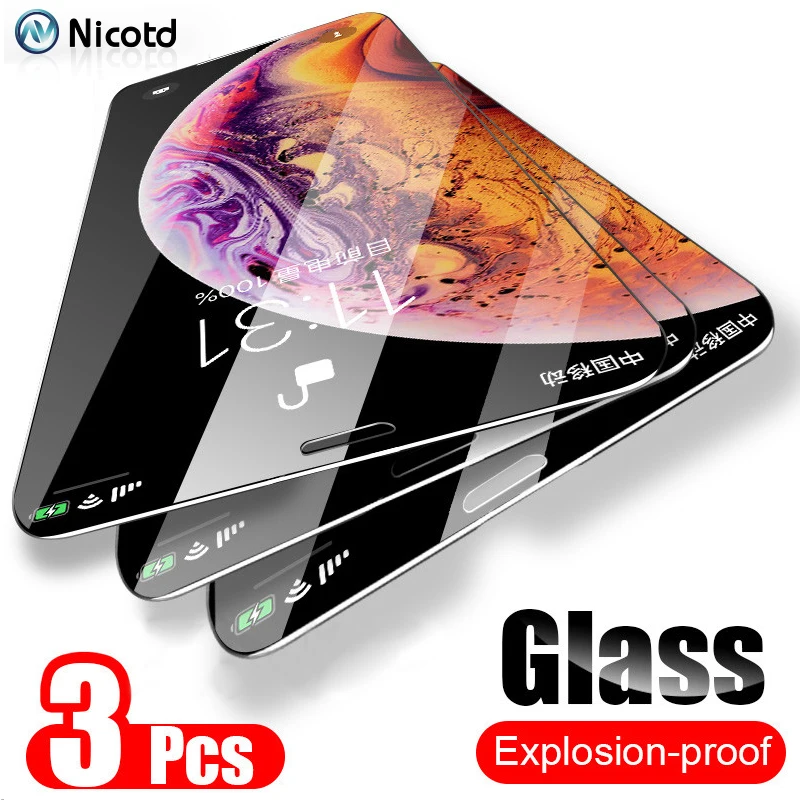 Закаленное стекло для iPhone 11 Pro XS Max XR X 3 шт. закаленное 7 8 6s 6 plus 5 5S 5C SE Защитная