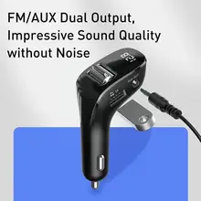 

Baseus Car FM Transmitter Bluetooth 5.0 AUX Handsfree Wireless Car Kit Dual USB Car Charger Auto Radio FM Modulator MP3 Player