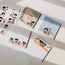 Autocollants de poche bande dessinée, étiquette Non collante, concis, Kawaii, pour journal intime, planificateur, papeterie pour planificateur, Diy bricolage, 50 feuilles