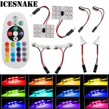 

Icesnake 1 Set T10 RGB W5W 5050 12SMD LED Interior Colorful Light Car C5W BA9S Led Panel Festoon Led RGB Reading Dome Light Lamp
