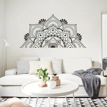 

Waterproof PVC Removable Adhesive Half Mandala Wall Sticker Decal Mural Meditation Home Decoration environment friendly PVC