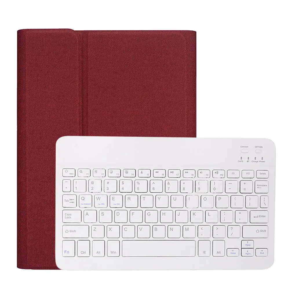 Red Беспроводная клавиатура чехол для iPad 10,2 дюймов чехол с ручкой Solt из искусственной кожи флип клавиатура противоударный защитный чехол для планшета - Цвет: Red