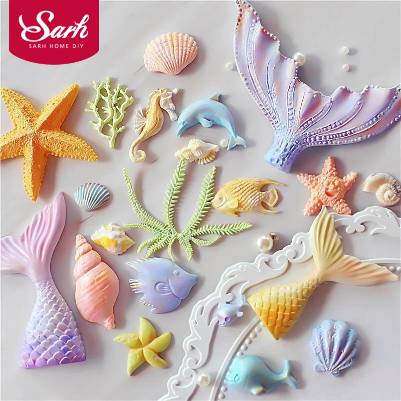 Fish Seaweed Dolphin Cake Mold Seahorse shell Mould Starfish Cake Border Fondant 