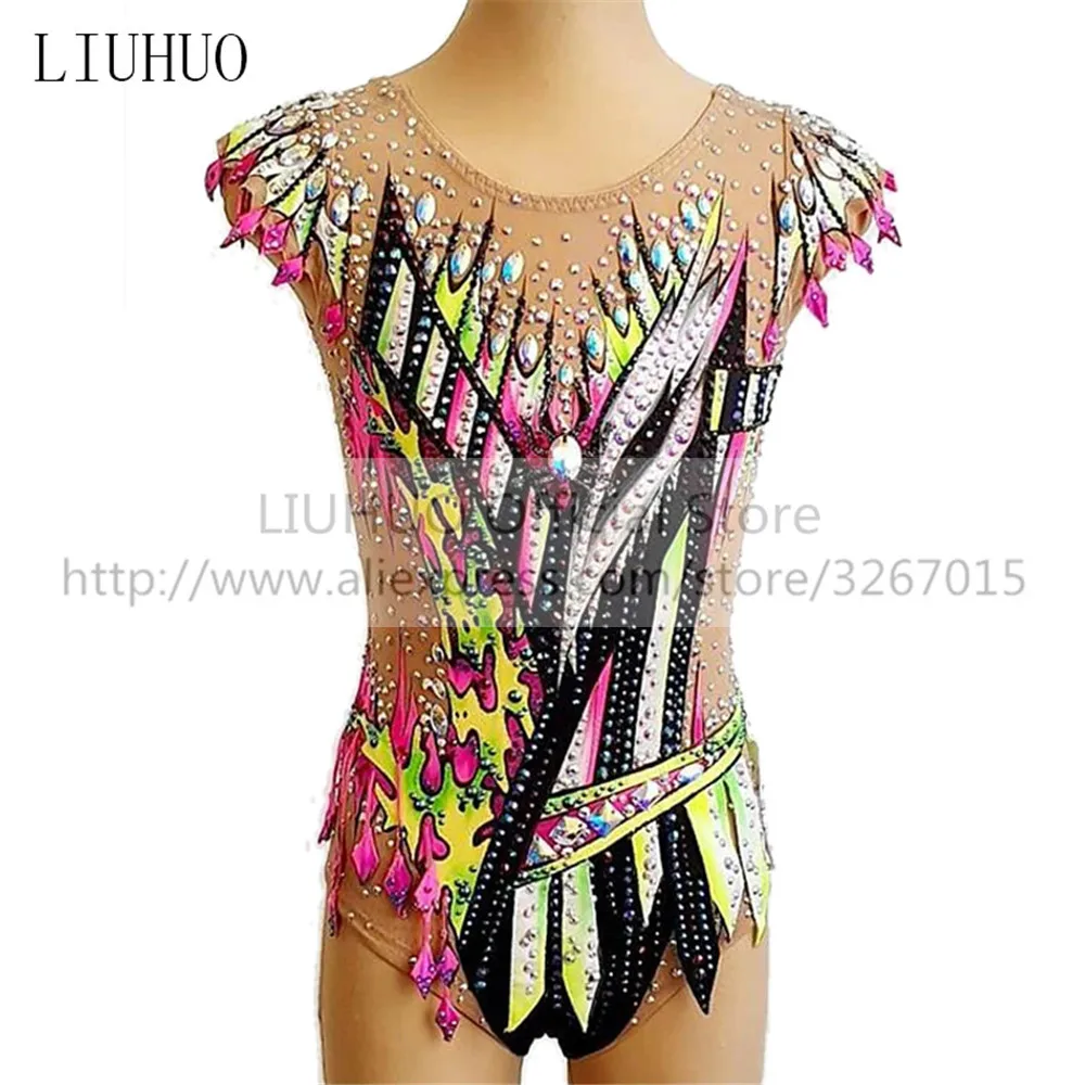 

LIUHUO Women's Girls' performance Rhythmic gymnastics competition Leotard Artistic Costume Ice Skating Dress Dance Sleeveless