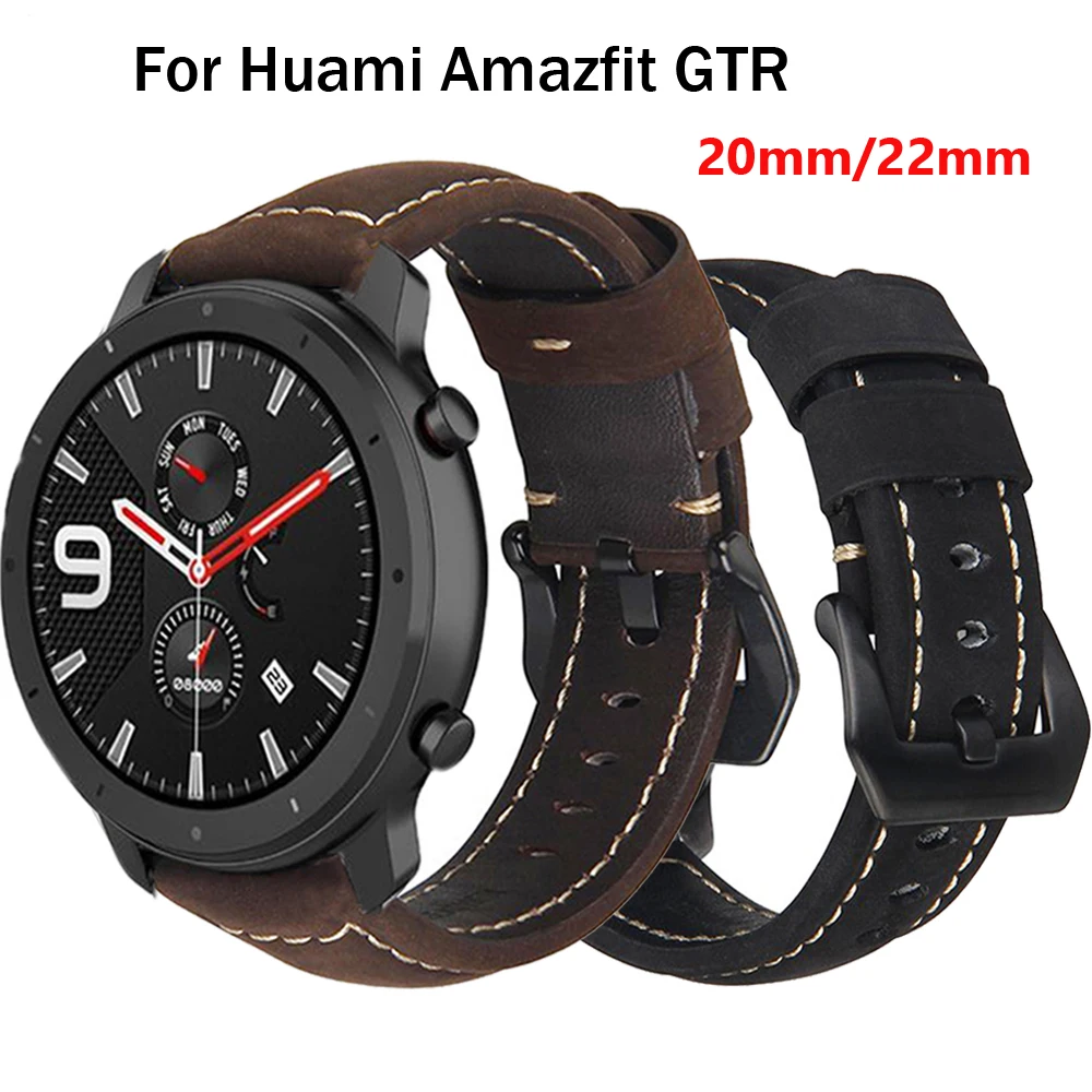 Ремешок для часов из натуральной кожи 20 мм 22 Samsung Galaxy 42/46 Amazfit gtr 42 47 Stratos 2 2S |