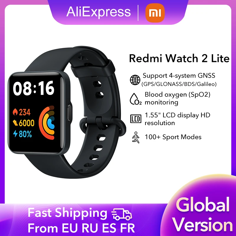 Умные часы Xiaomi Redmi Watch 2 lite умные Bluetooth Mi Band 1 55 дюйма HD GPS спортивный браслет с