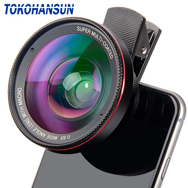 TOKOHANSUN 4K HD 15X макрообъектив для смартфона с защитой от искажений 0.6X широкоугольный