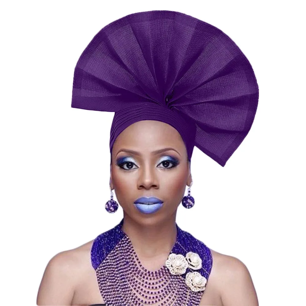 Головной убор Fan aso oke в африканском стиле головной веер для автомобиля gele ebi