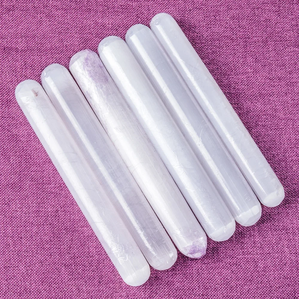 

1pcs Selenite Quartz Stick Polished Natural Selenite Crystal Massage Stick Wand Smooth Spiral Energy Crystal Reiki Healing Stone
