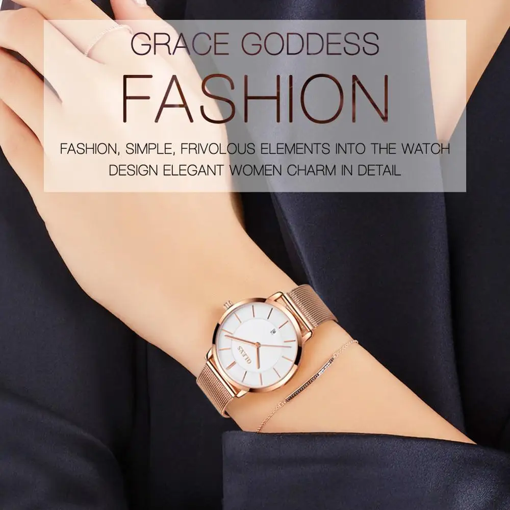 OLEVS New Rose Gold White Women Watch Casual Quartz Watches Ladies Top Brand Female Wrist Watch