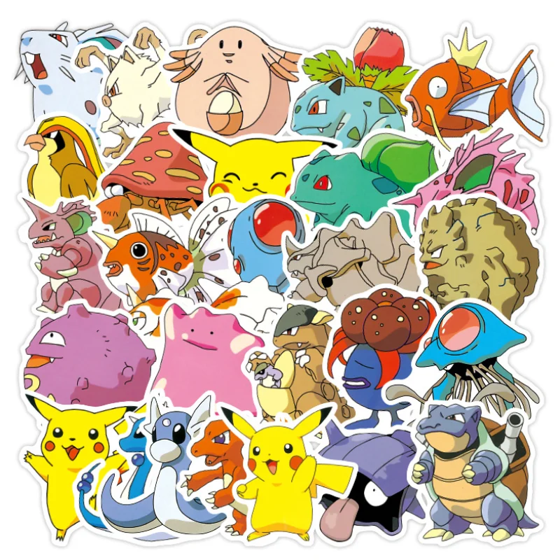 Pegatinas impermeables de dibujos animados de Pokémon Kawaii para niños, para maletero, Skateboard, portátil, bricolaje, regalo, 10/30/50 Uds.