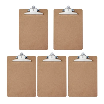 

Clipboard Pack of 5 Standard Clip Hardboard for Classroom,Clerical Work and Office Use Clip Boards Writing Pad