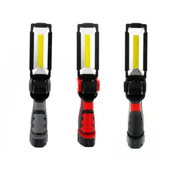 Double lampe de poche professionnelle 360 ° COB, lumière de travail, 18650 USB, Rechargeable, lampe d'inspection, torche, lumière clignotante d'urgence pour voiture 