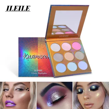 

New product nine color rainbow high disc eye shadow repair powder nose shadow lift bright pink blush three in one