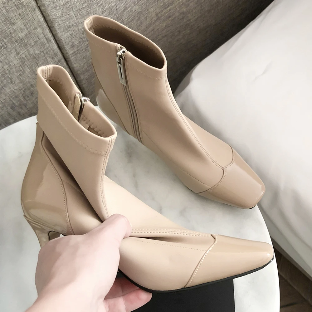 

Plus Size 34-43 Genuine Leather Spring Socks Boots 2020 New Arrival Ankle Boots Riding Shoes Women's Fashion High Heels Booties