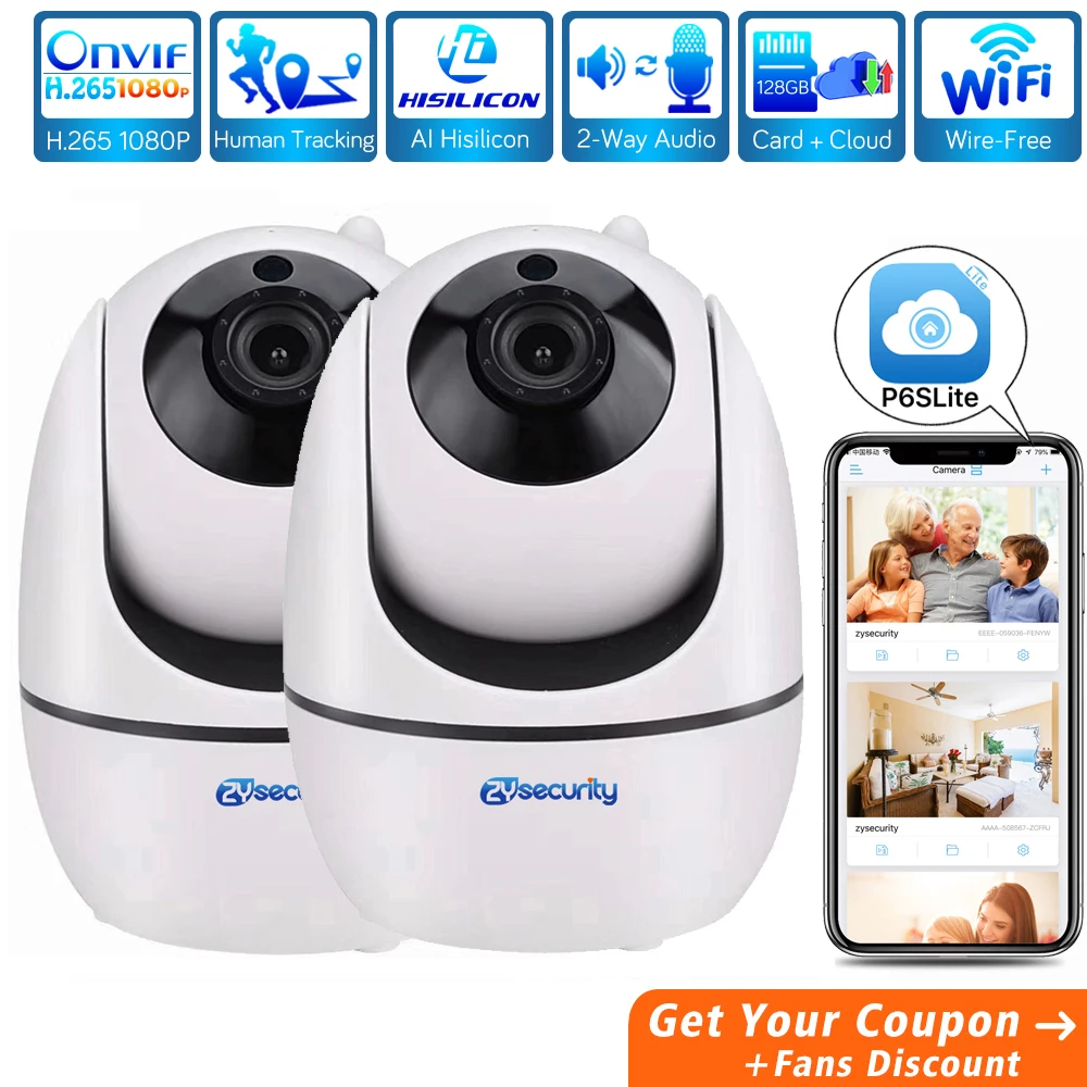 

H.265 AI Human Tracking Wifi Camera 1080P Wireless Home Security Audio SD Card Cloud Network Video CCTV Surveillance Camera IP
