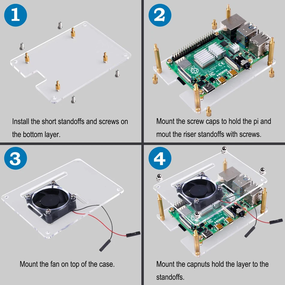 Чехол для Raspberry Pi 4 B, чехол с охлаждающими вентиляторные радиаторы для Raspberry Pi 4 Модель B pi 3 B+/3B/2B