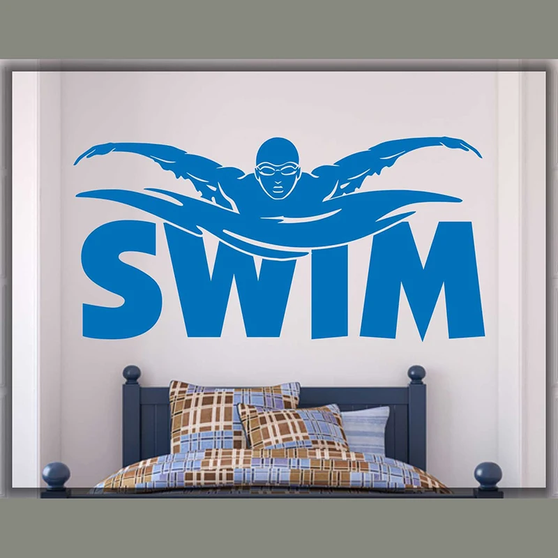 

Swimming pool home art DIY Wall Sticker Natatorium Waterproof Vinyl decal Swim sports decor for boys room decoration Mural Y39