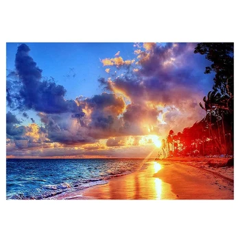 

Diamond Painting Kits for Adults Kids, 5D Diamond Art Kit Indoor Wall Decoration Gifts Arts and Crafts,Sunset Beach