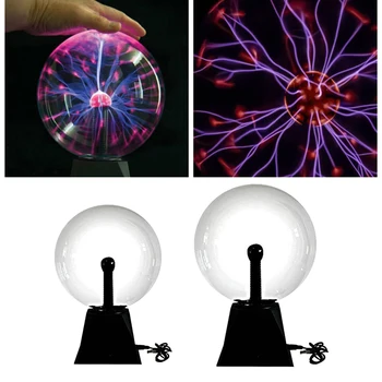 

2 Pack Plasma Ball Funny Science Globe Table Glowing Lamp for Party Disco