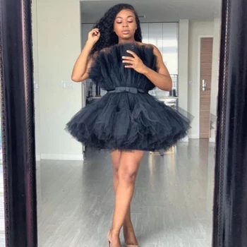 

Black Short Prom Dresses Formal Dresses 2020 Puffy Tulle Cocktail Dress Party Occasion Dress robe de soiree Abendkleider
