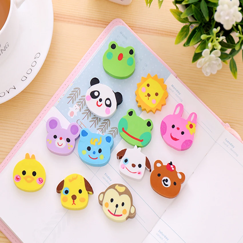 

6pcs/pack Animal Zoo Rubber Pencil Erasable Tool Reward Stationery Party Favors Gifts For Children Utiles Escolares Novedosos
