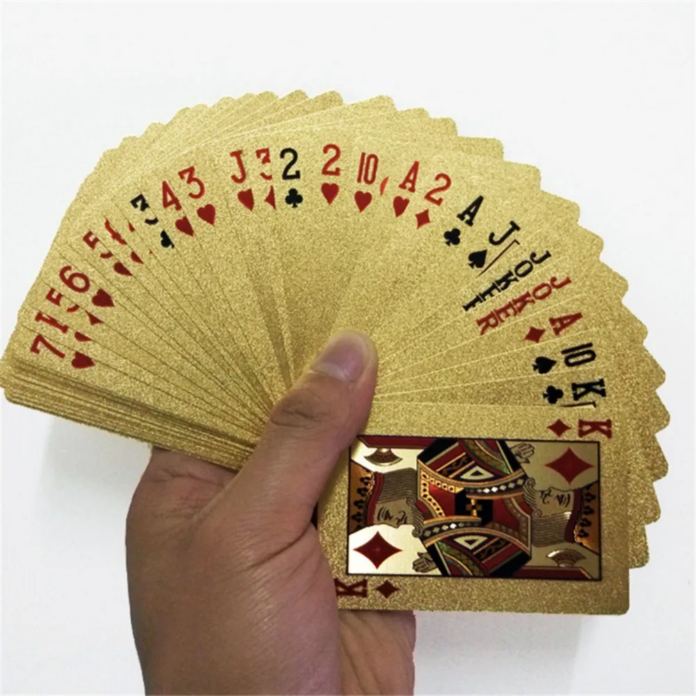 

24K Gold Playing Cards Poker Game Deck Gold Foil Poker Set Plastic Magic Card Waterproof Cards Magic Gambling Board Games