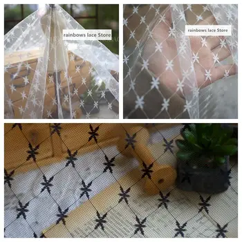 

4 meters/lot white embroidered lace fabric tulle exquisit quality heavy flower wedding dress fabric veil mterial Ribbon lace