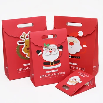 

10pcs Christmas Gift Boxes Red Paper Christmas Bag For Perfume Doll Candy Cookie Biscuit Nougat ChocolateBoxes Paking Hand Bag