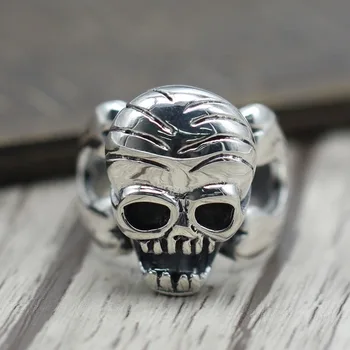 

Thai Silver Personality Locomotive Fashion Open Ring Ring Retro Men Domineering Skull Ring Sterling Silver 925 Jewelry