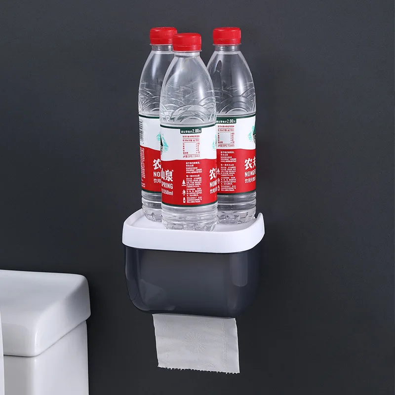 Wall Mount Tissue Holder Bathroom Storage Box Punch-Free Home Supplies Phone Rack Case Toilet Paper Holder Waterproof