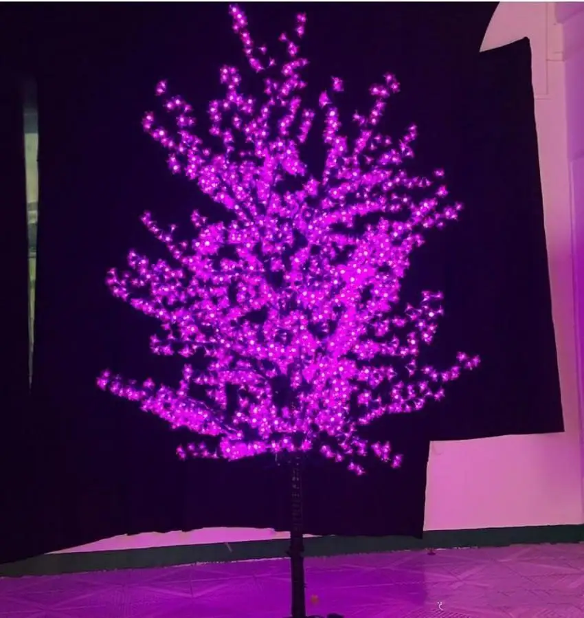 1.5M 1.8m 2m Shiny LED Cherry Blossom Christmas Tree Lighting Waterproof Garden Landscape Decoration Lamp For garden home decor - Цвет: Фиолетовый
