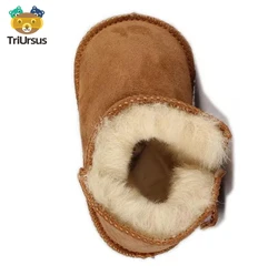 Chaussures d'hiver pour bébé, chaussons pour nouveau né, Imitation peau de mouton, peluche chaude, semelle souple, antidérapantes, chaussures de berceau 