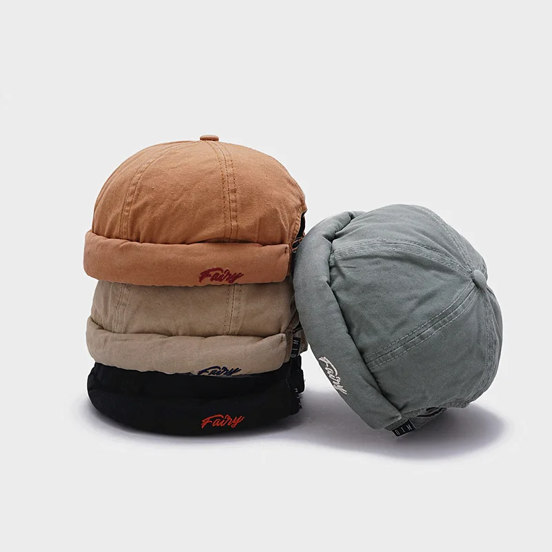 

Hat Men's Spring And Summer Retro Trendy Letters Embroidered Hip Hop di zhu mao Korean-style Versatile Skullcap Women's Fashion