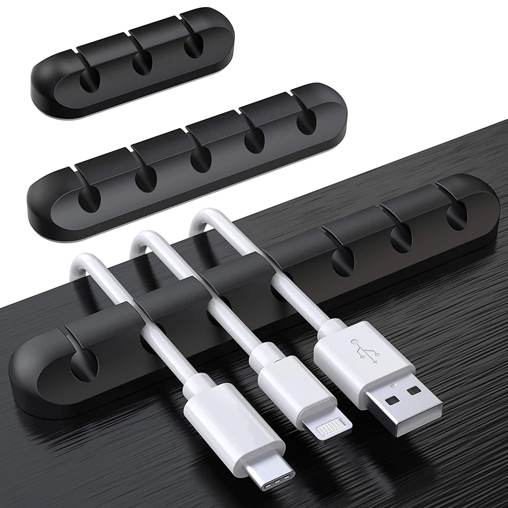 Cable de Clips sostenedor de Cable organizador de Cable USB de silicona Winder gestión Clips Auto adhesivo para del ratón del teclado de auriculares