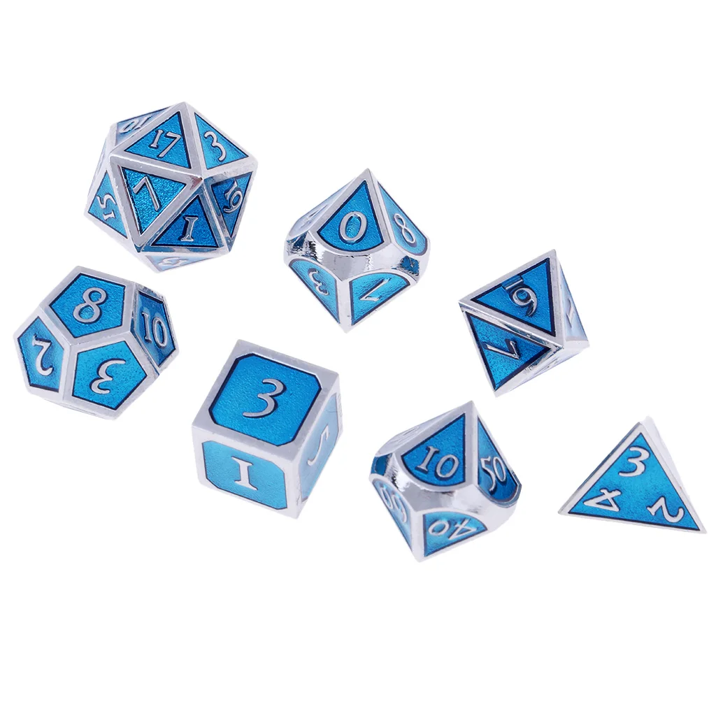 Board Gaming Dices Set of 7 Dice Poly Polyhedral Dice D4 D6 D8 D10 D12 D20 for Role Cup Player 