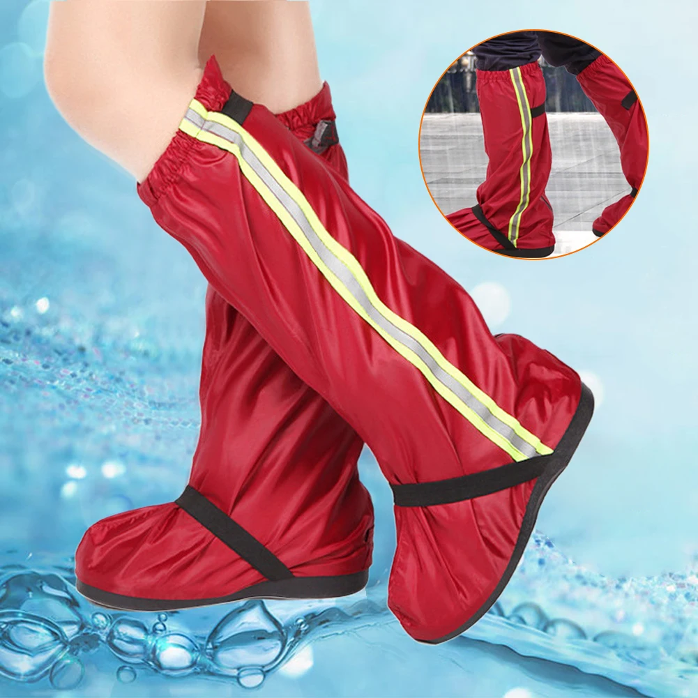 

Men Women Bike Cycling Outdoor Reusable Rain Boot Long Non Slip Oxford Cloth Thick Bottom Waterproof Shoe Cover Motorcycle