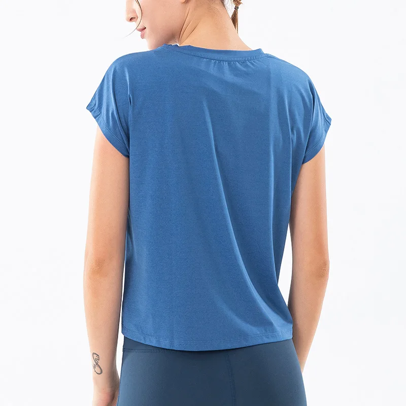 Gymkm Lady Workout Shirts Women Sport Running Tops Loose Short Sleeve Running T-shirts Fitness Yoga Sport Shirts Top Blouse