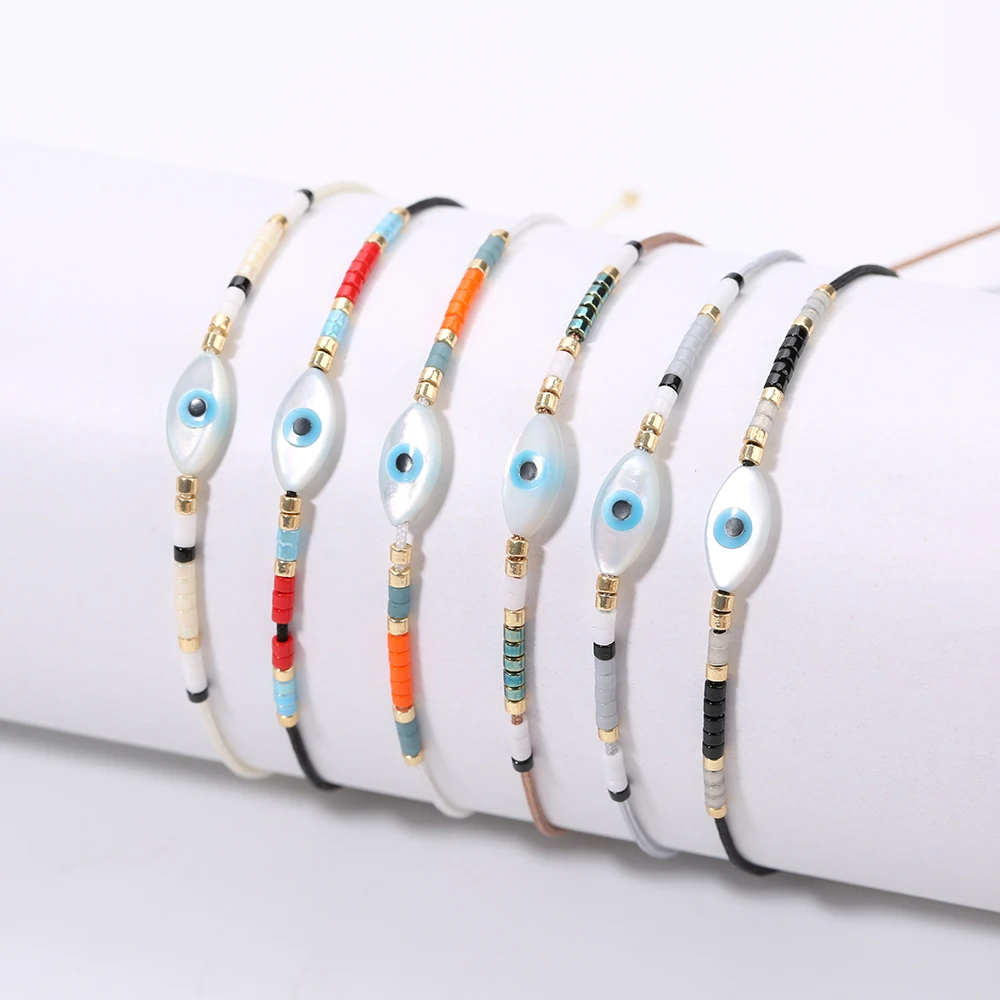 

Rttooas Miyuki Delica Seed Beads Bracelet Evil Eye Charm Bracelets Colorful Female Handmade Jewelry 2020 New Arrival