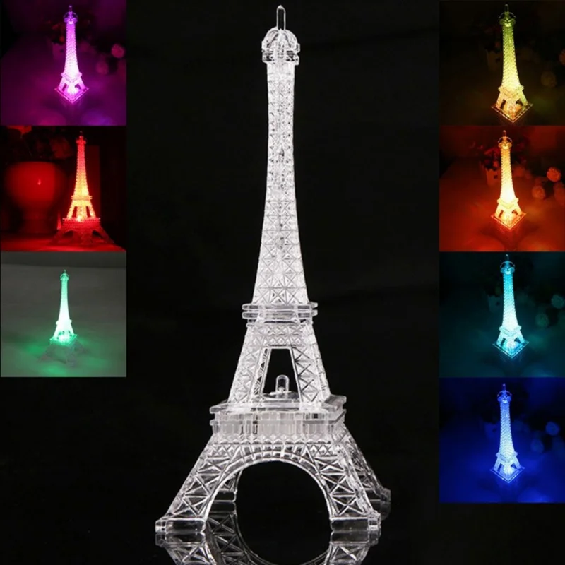 

Creative 3D Romantic LED Night Light France Eiffel Tower/Paris Tower RGB Bedroom Table Lamp Kids Family Decoration P