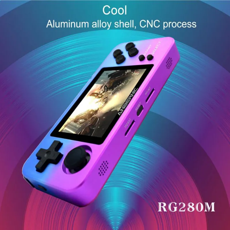 

Powkiddy RG280M Retro Handheld Game Console Metal Shell Open System Support TF Card MP4 Player For PS1 CPS1 2 Children Game Gift