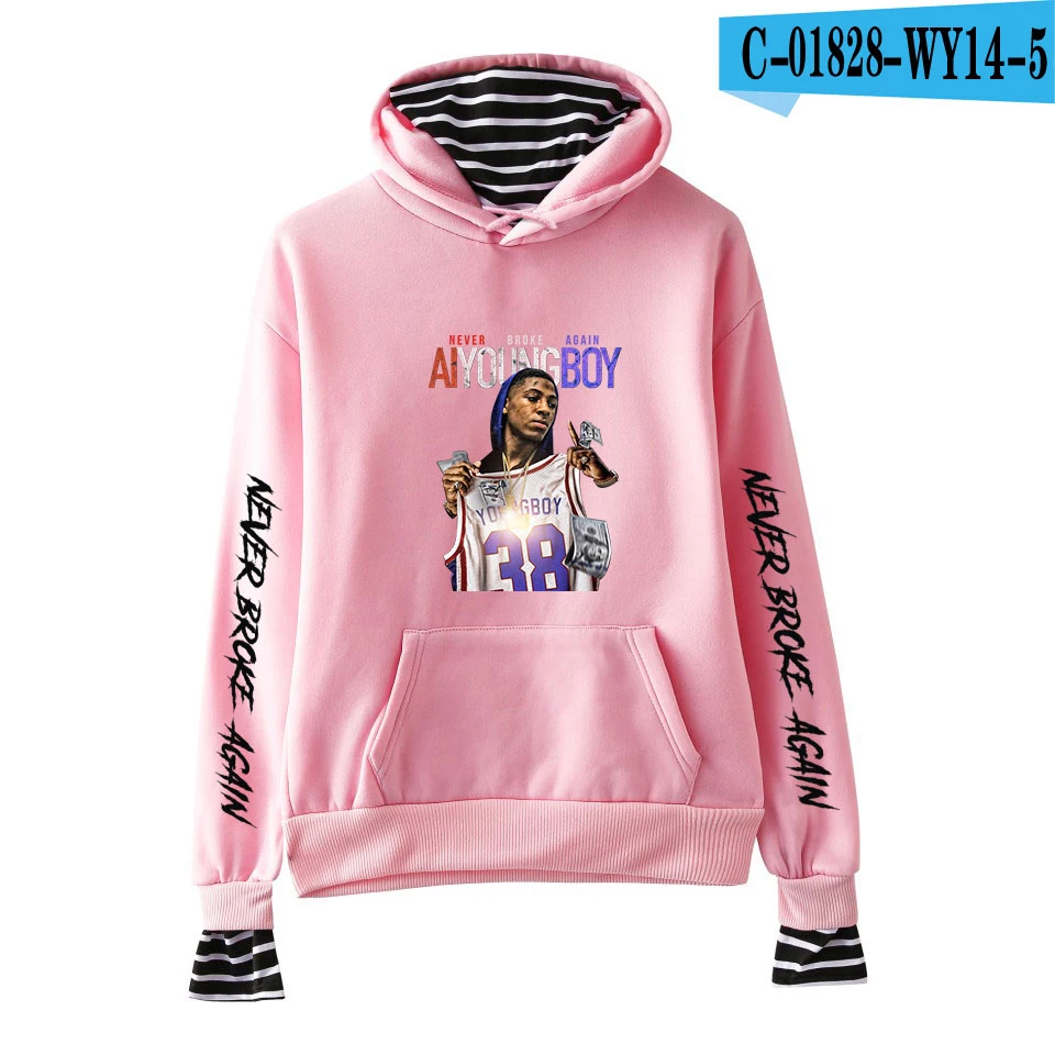 pink YoungBoy никогда не сломался снова поддельные два предмета толстовки для мужчин и женщин Горячая Мода Осень Популярные толстовки Harajuku Толстовка повседневное пальто - Цвет: pink